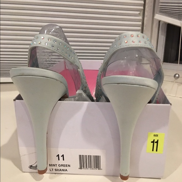 Lulu Townsend peeptoe blue mint size 11 sling back - Picture 4 of 4